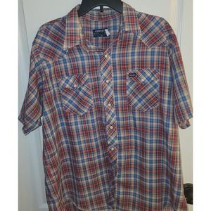 VTG Wrangler Big Man Cut Pearl Snap Down Shirt Made in USA Plaid Men's XL